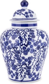 Dekoratív kerámia tároló doboz Amfora kék fehér