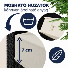 Deuba Rattan ülőgarnitúra Sedan I. - fekete/krémszínű párnák