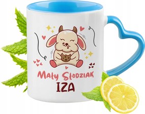 Kék bögre szív alakú füllel Iza számára Ideális Ajándék