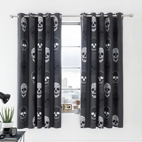 Sötétszürke gyerek függöny 2 db-os 168x183 cm Skulls – Catherine Lansfield