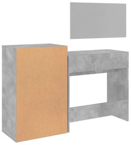 3 részes betonszürke szerelt fa fésülködőasztal-szett