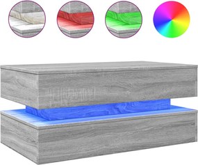vidaXL szürke sonoma színű dohányzóasztal LED-lámpákkal 90x50x40 cm