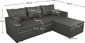 Univerzális ülőgarnitúra, szürke, DUAN ROH