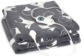 Klarstein Dr. Watson XXL, melegítő takaró, 120 W, 200 x 180 cm, coral fleece, antracit, állatok