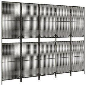 szürke 5-paneles polyrattan térelválasztó