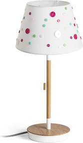 RENDL KEITH/DELISA asztali lámpa USB-vel fehér gombok/bükk 230V LED E27 11W