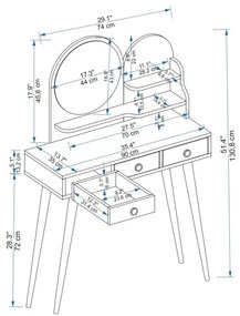 Ruges Anthracite kozmetikai asztal
