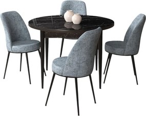 Tor étkezőgarnitúra, fekete márvány-szürke, 90 cm