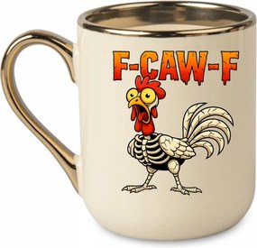 Elegáns bögre „f-caw-f” Arany fül, Humor Premium 330 Krém