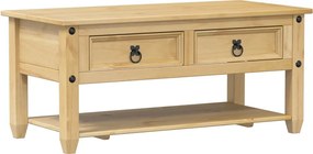 vidaXL Corona tömör fenyőfa dohányzóasztal fiókokkal 100x48x45 cm
