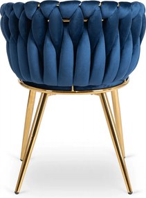 Elegáns Sötétkék Bársony Étkezőszék Arany Lábbal. CAPI