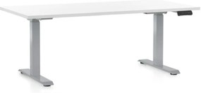 Állítható magasságú asztal OfficeTech D, 160 x 80 cm, szürke alap, fehér