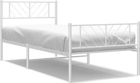 vidaXL fehér fém ágykeret fej- és lábtámlával 75 x 190 cm