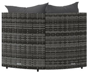 2 db szürke polyrattan kerti sarokkanapé párnával