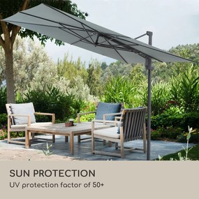 Saint-Tropez, függő napernyő, 3 tengelyes forgás, 360°-os elfordulás, 3 x 3,55 m, UV védelem 50+