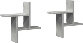 vidaXL 2 db betonszürke szerelt fa fali polc 38 x 12 x 38 cm