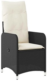 9 részes fekete polyrattan kerti bisztrógarnitúra párnákkal