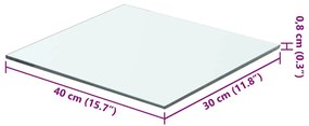 2 db átlátszó üveg paneles polc 40 x 30 cm