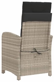 világosszürke polyrattan dönthető kerti szék lábtartóval