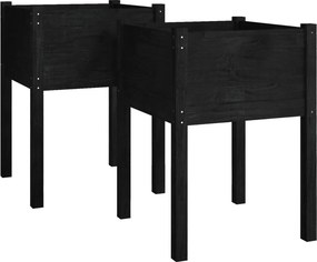 vidaXL 2 db fekete tömör fenyőfa kerti virágtartó 50 x 50 x 70 cm