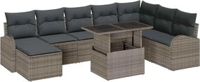 vidaXL Kerti Kanapé Szett 9 pcs Szürke Poli rattan és porbevonatú acél