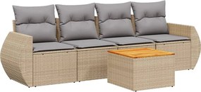 vidaXL 5 részes bézs polyrattan kerti ülőgarnitúra párnákkal