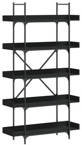 5-szintes fekete szerelt fa könyvespolc 100 x 33 x 180,5 cm