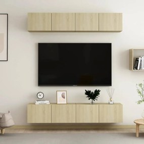 4 db sonoma-tölgyszínű forgácslap tv-szekrény 80 x 30 x 30 cm