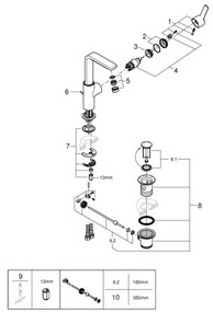GROHE 23296001 - LINEARE mosdócsaptelep, L-es méret, fényes króm