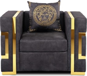 Fotel egyszemélyes kivitelben, fekete/arany színben PALLAZO