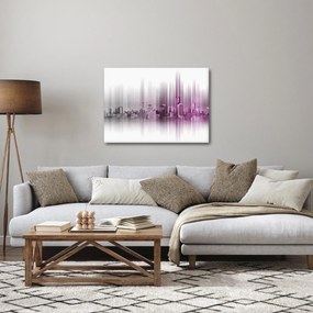 Kép - Panoráma a városra, rózsaszín-szürke (70x50 cm)