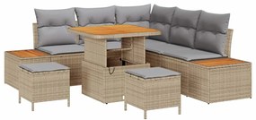 vidaXL Kerti Kanapé Szett 8 pcs Bézs polirattan