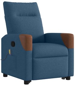 kék szövet felállást segítő dönthető masszázsfotel