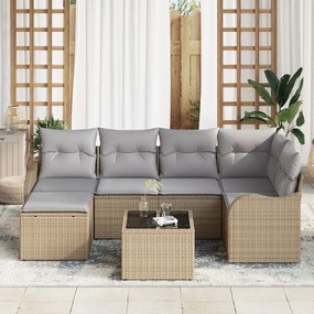 7 részes kertkanapé szett párnákkal fekete poly rattan