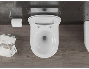 Mexen Carmen, falra akasztható wc csésze 490x365x340 mm, Perem nélküli Tornado + duroplast wc ülőke, fényes fehér, 30880400T