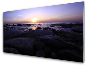 Üvegkép falra Stones-tenger táj 100x50 cm
