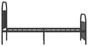 fekete fém ágykeret fej- és lábtámlával 90 x 190 cm