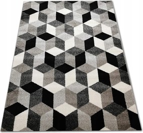 Szőnyeg 160x230 Szürke Fekete Fríz Modern Hálószoba Nappali Divatos