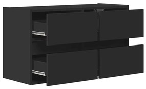 fekete fali TV-szekrény LED-világítással 80x31x45 cm