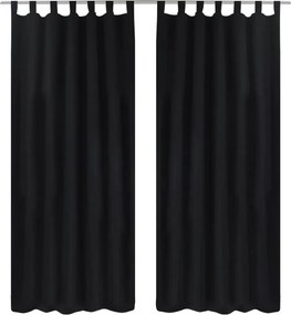 vidaXL 2 db fekete mikroszatén függöny karikákkal 140 x 225 cm