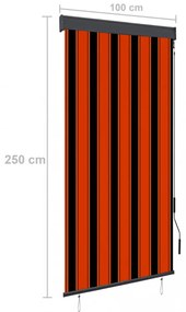 narancssárga és barna kültéri roló 100 x 250 cm