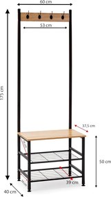 Intenso Home előszobai ruhafogas cipőtartó polcokkal 60 x 175cm sonoma tölgy