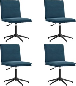 vidaXL 4 db kék bársony étkezőszék