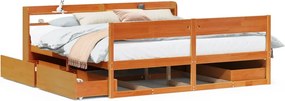 vidaXL viaszbarna tömör fenyőfa ágy matrac nélkül 200 x 200 cm