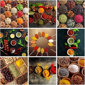 Vászonkép szett 9x 60x60 Mix Fűszerek a konyhába