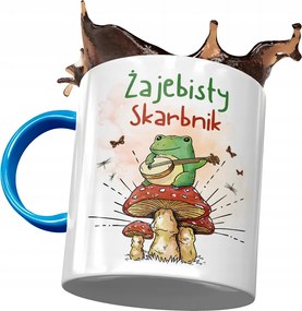 Kék Bögre Kincsesláda Békás Kincsesláda Nyomtatott Fotóval