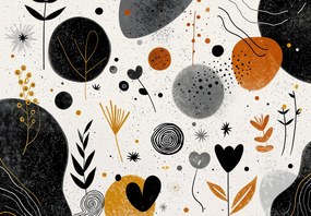 Fotótapéta - Design absztrakció körökkel és levelekkel (147x102 cm)