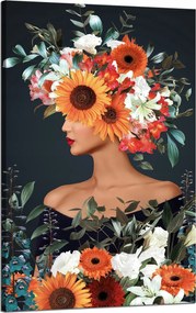 Vászonkép Nő Virágok Művészet Természet 50x80 cm Ideális ajándék