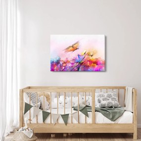 Kép - pillangó a virág felett, absztrakció (90x60 cm)
