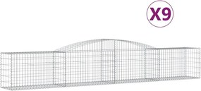vidaXL 9 db íves horganyzott vas gabion kosár 400x50x60/80 cm